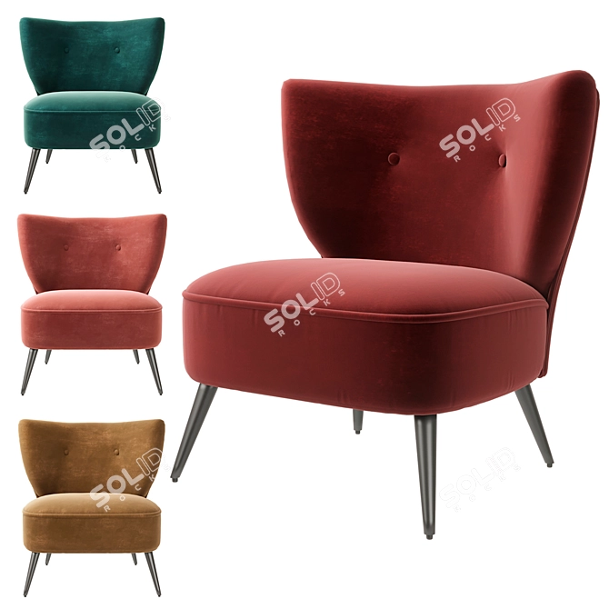 Luxurious Franck Velvet Chair 3D model image 1