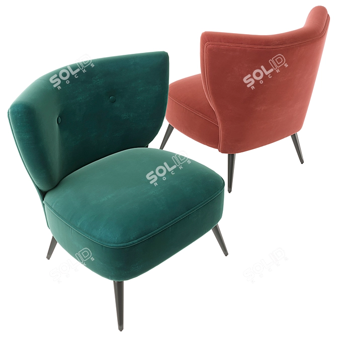 Luxurious Franck Velvet Chair 3D model image 2