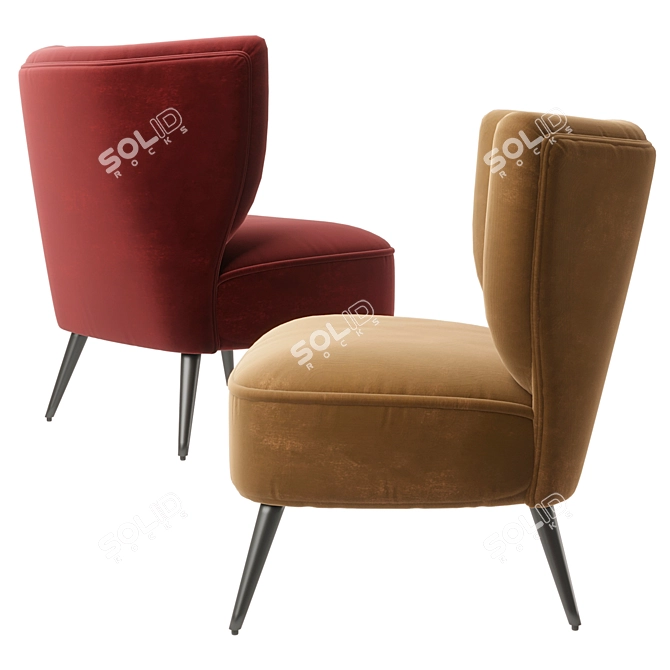 Luxurious Franck Velvet Chair 3D model image 3