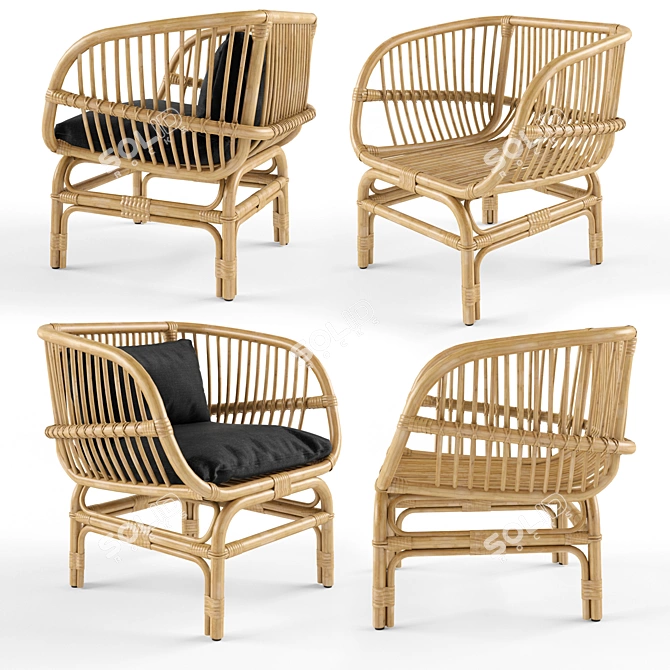 Nordal Natural Rattan Lounge Chair 3D model image 1