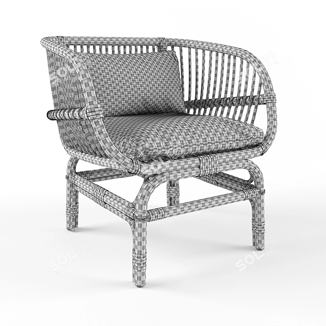 Nordal Natural Rattan Lounge Chair 3D model image 2