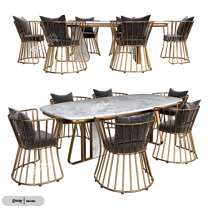 Modern Dining Table Set: Stylish and Functional 3D model image 1