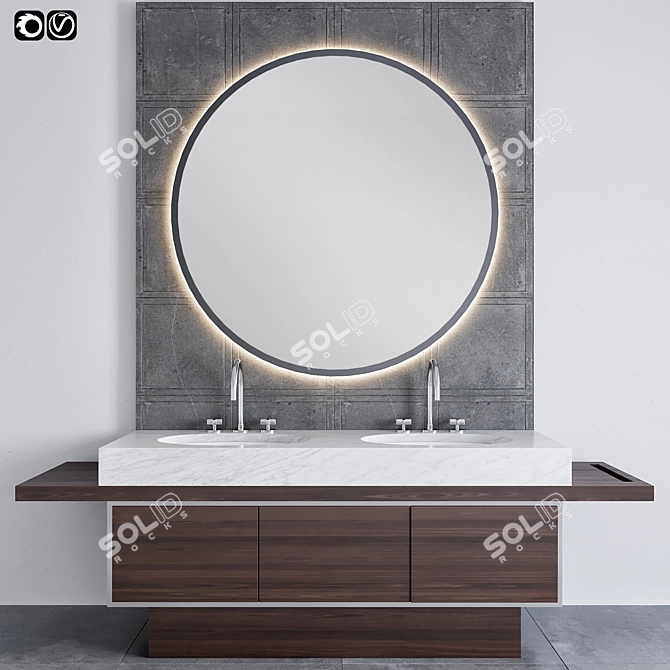 Modern Bathroom Furniture Set 3D model image 1