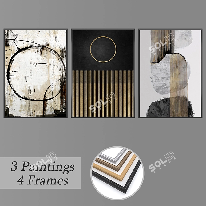 3-Piece Wall Art Set with Multiple Frame Options 3D model image 1