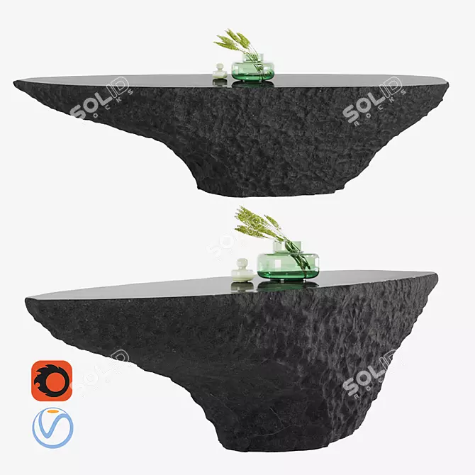 Raw Stone Rock Table: Natural Beauty for Your Home 3D model image 1