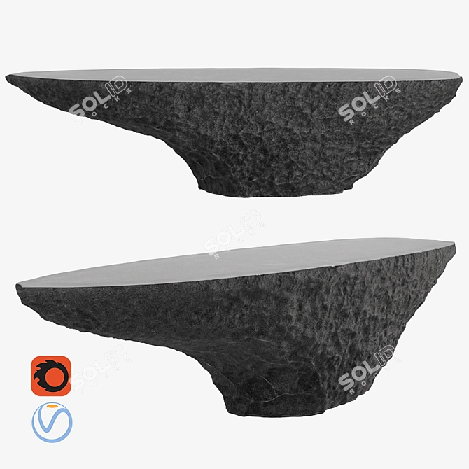 Raw Stone Rock Table: Natural Beauty for Your Home 3D model image 3