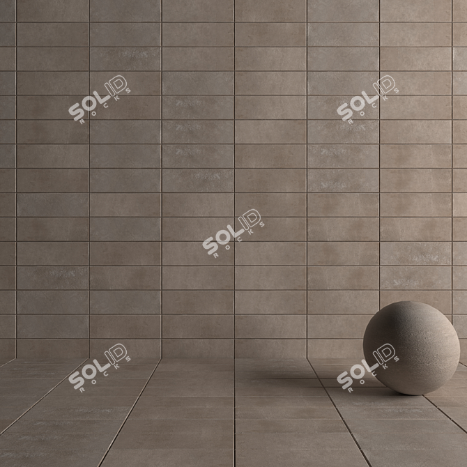 Suite Gray Concrete Wall Tiles 3D model image 4