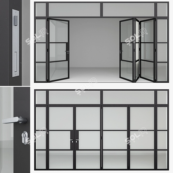 Premium Aluminum Door 9: Vray & Corona Renders 3D model image 1