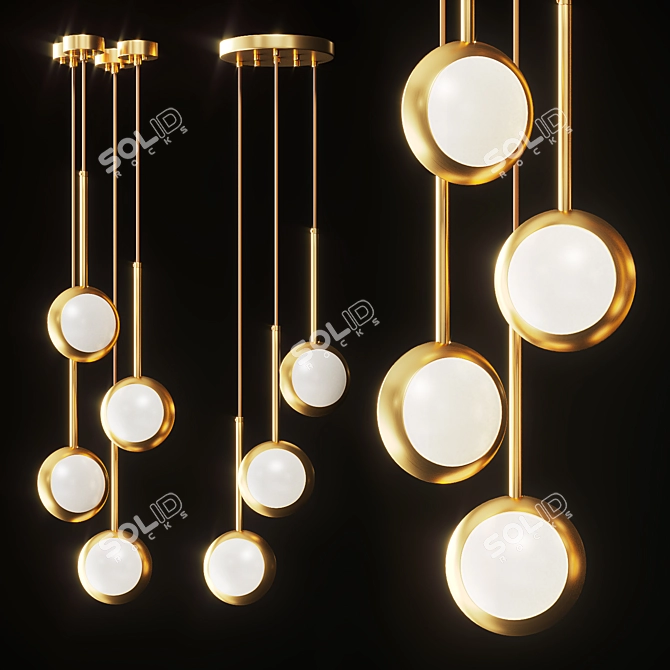 Elegant Gold Rim Pendant 3D model image 1