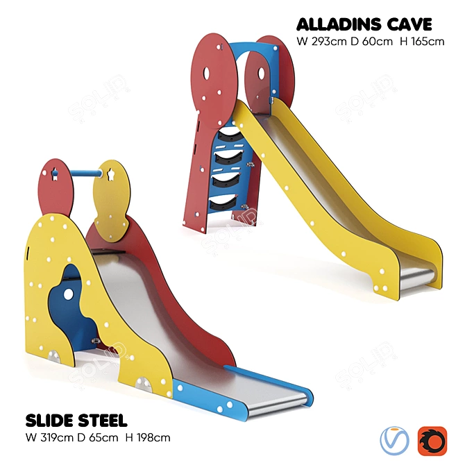 Kompan. Alladin's Cave & Slide Steel 3D model image 3