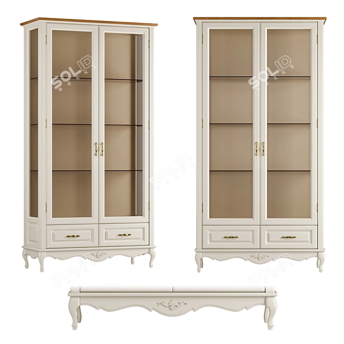 Elegant Meroni Double Showcase Wardrobe 3D model image 1