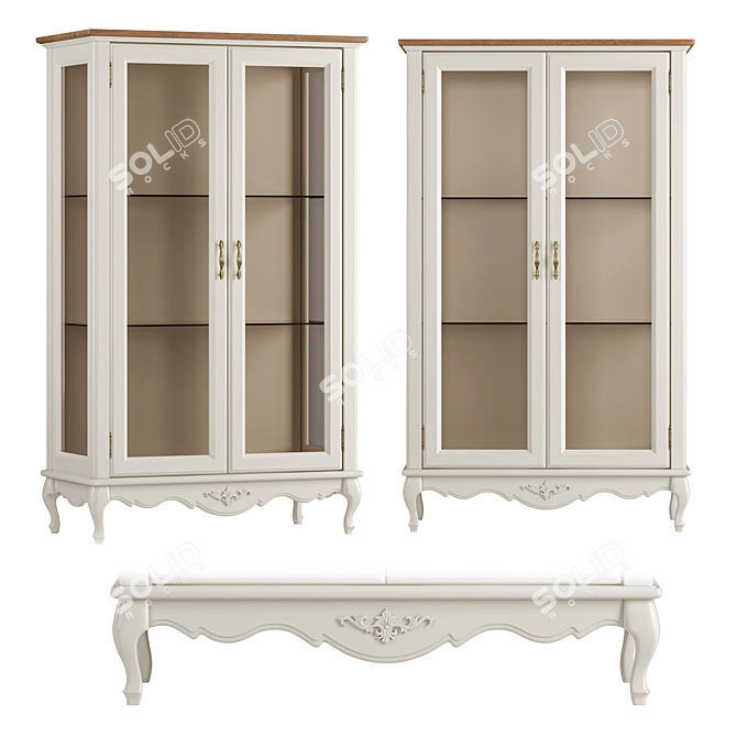 Elegant Meroni Double Low Showcase 3D model image 1