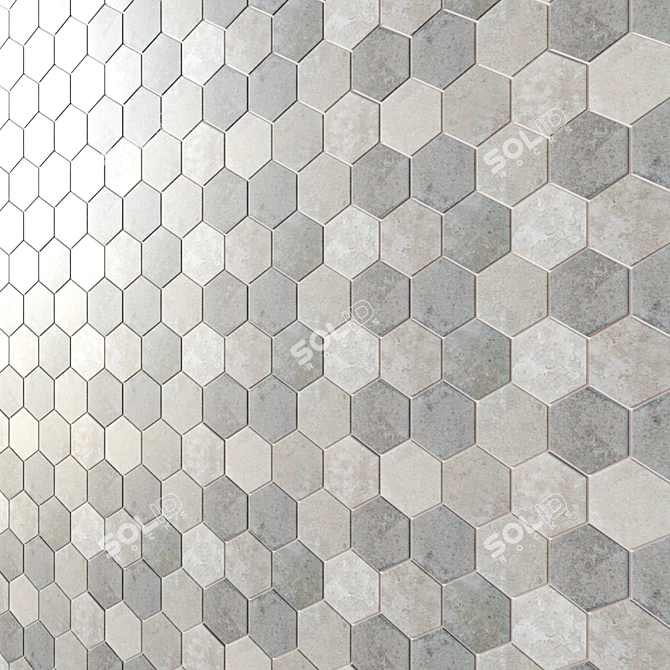 HD 3D Mosaic Hexagon - 4 Types 3D model image 2