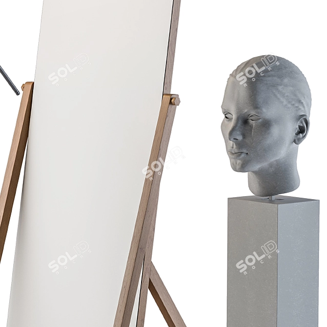 Elegant Pampas Stand Mirror 3D model image 3