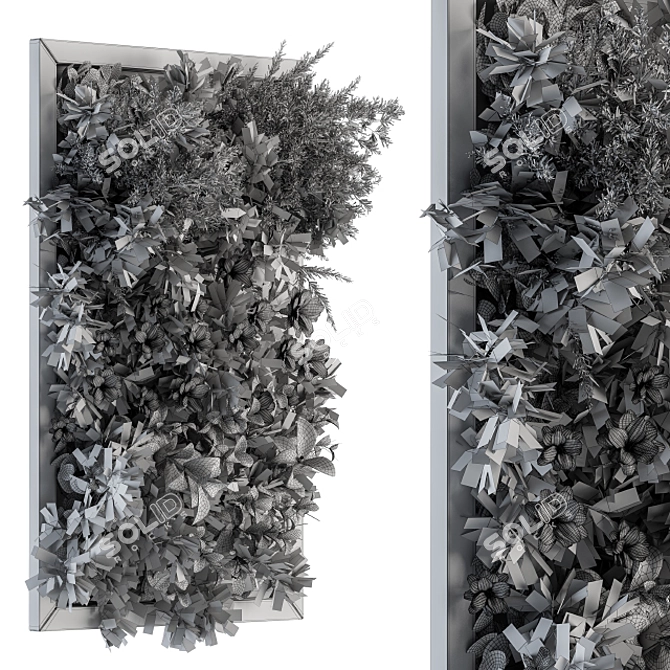 White Flower Vertical Metal Frame 3D model image 4