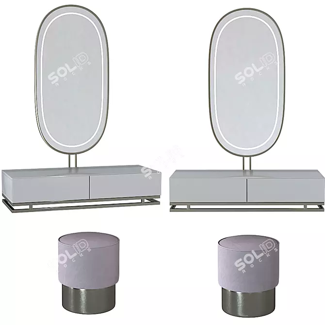 Elegant Console Table with Mirror 3D model image 1