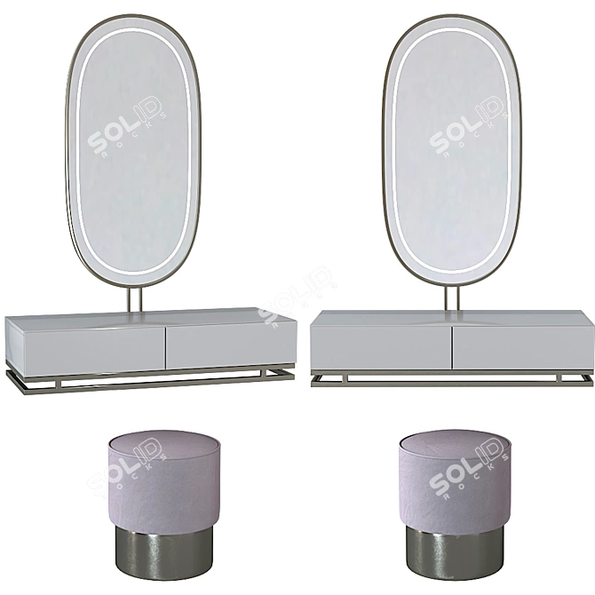 Elegant Console Table with Mirror 3D model image 4