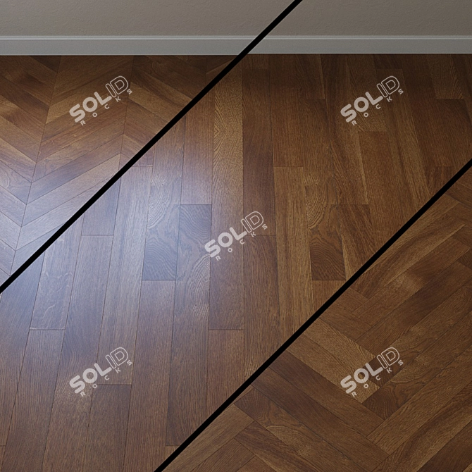 French Oak Chevron Parquet Board 3D model image 1