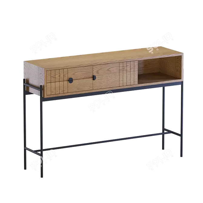 Elegant Oak Clara Console 3D model image 1