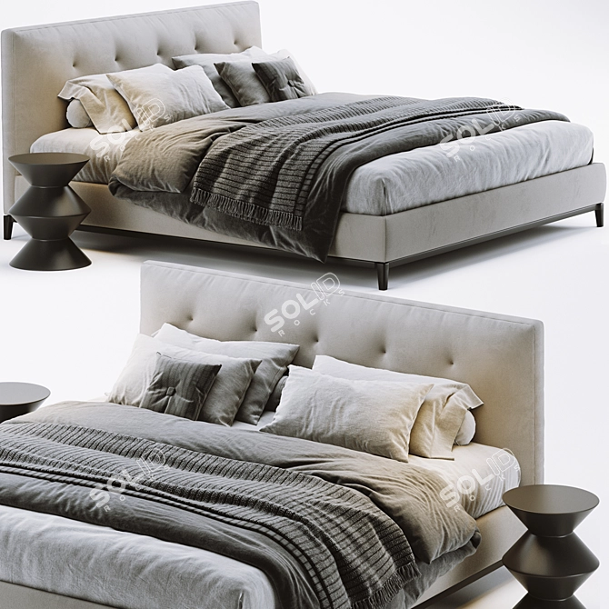 Luxury Minotti Andersen Quilt Bed 3D model image 1