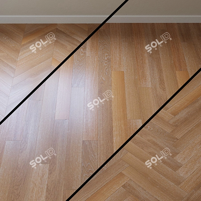 French Oak Chevron Parquet Board 3D model image 1