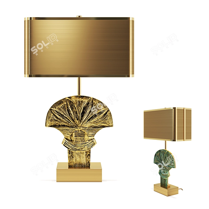 Sleek Assouan Brass Table Lamp 3D model image 2