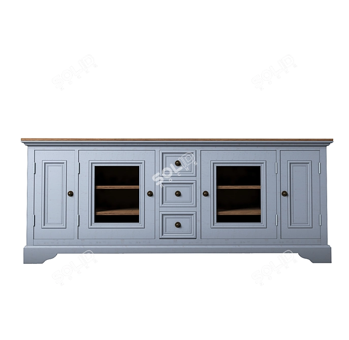 Rustic Oak Entertainment Center 3D model image 1