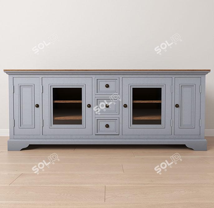 Rustic Oak Entertainment Center 3D model image 2