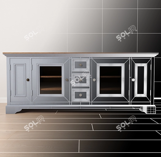 Rustic Oak Entertainment Center 3D model image 3