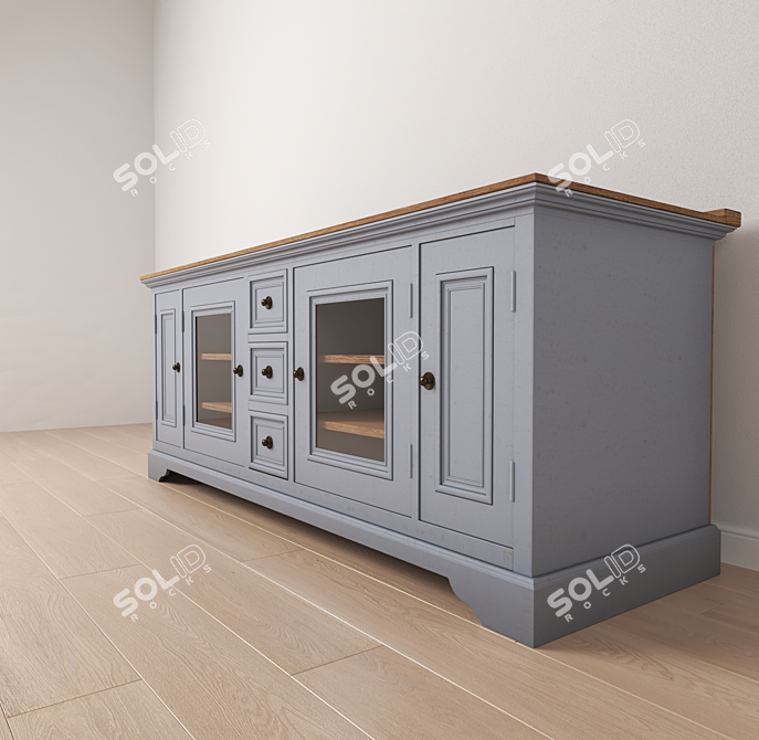 Rustic Oak Entertainment Center 3D model image 4