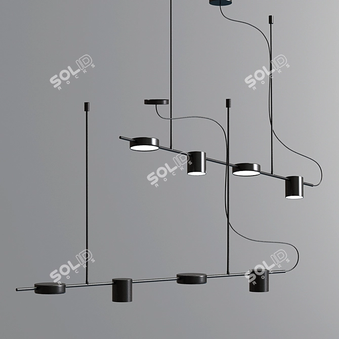 Sleek LED Pendant Chandelier 3D model image 3