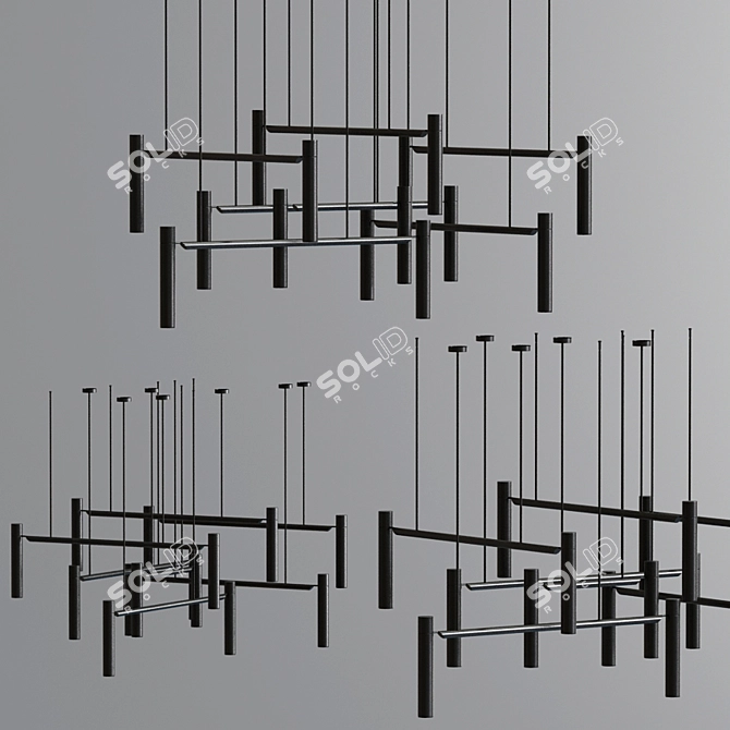 Sleek LED Pendant Chandelier 3D model image 4