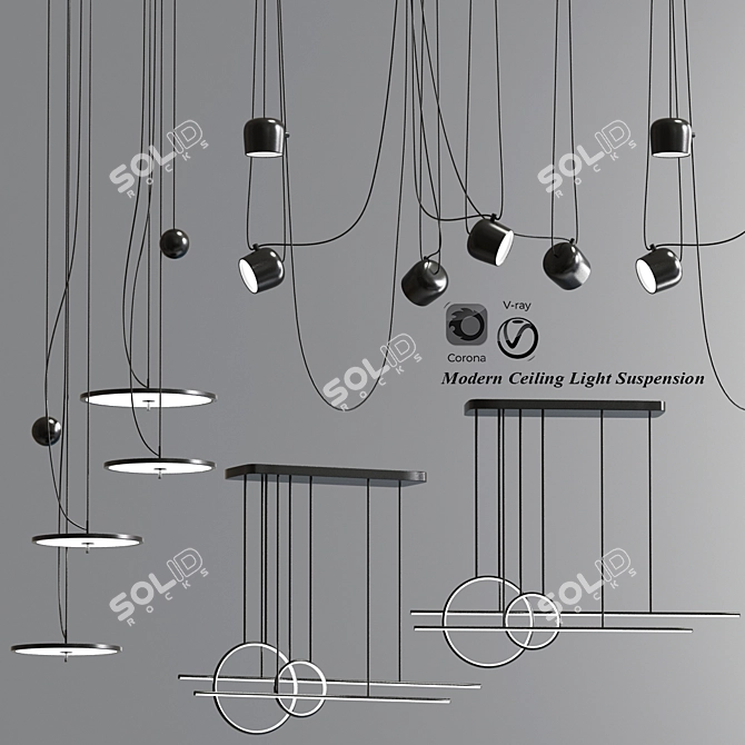 Contemporary Suspension Pendant Light 3D model image 1
