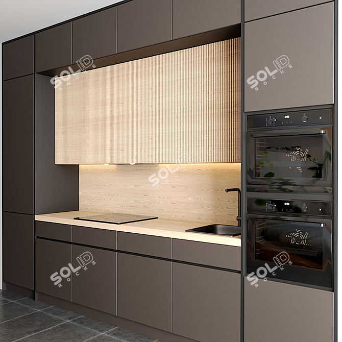 Modular Kitchen with Editable Modules 3D model image 2