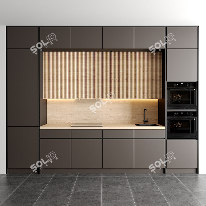 Modular Kitchen with Editable Modules 3D model image 4