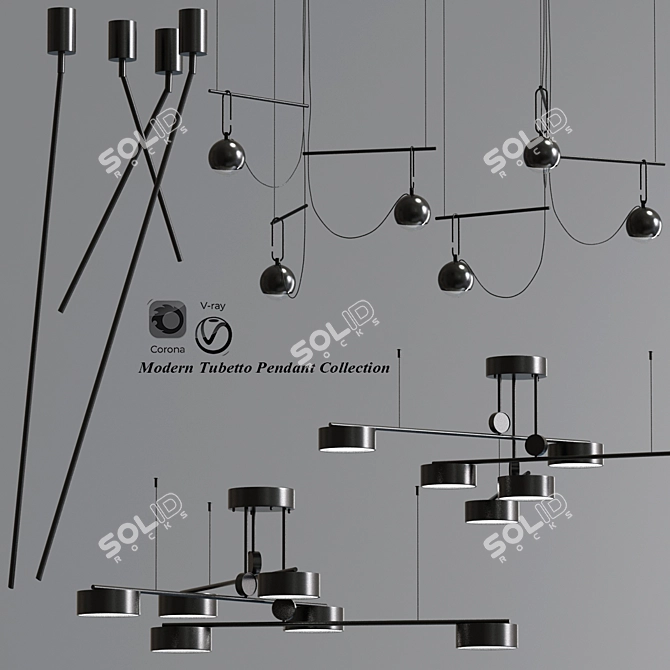 Sleek Tubetto Pendant Lights 3D model image 1