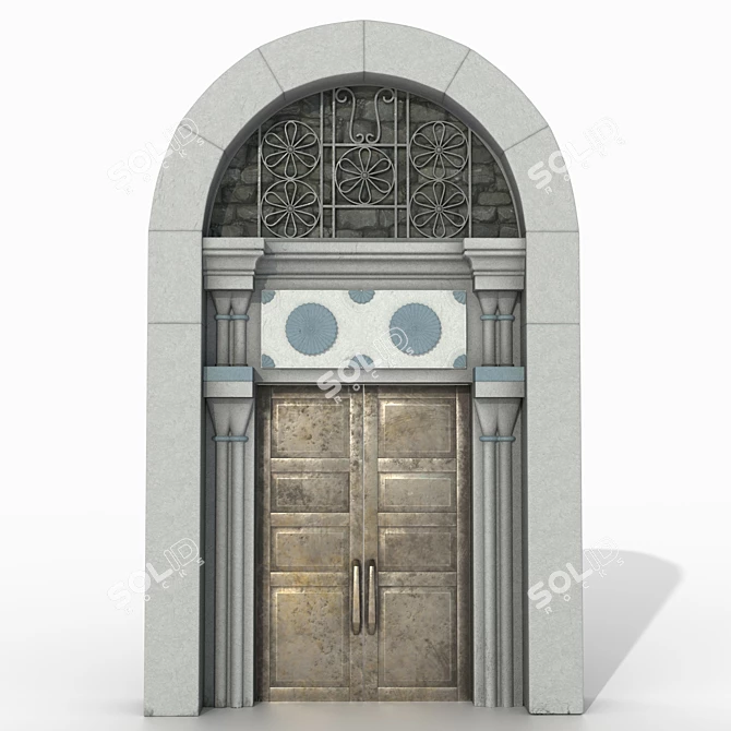 Vintage Assyrian Door: Intricately Designed & Portable 3D model image 1