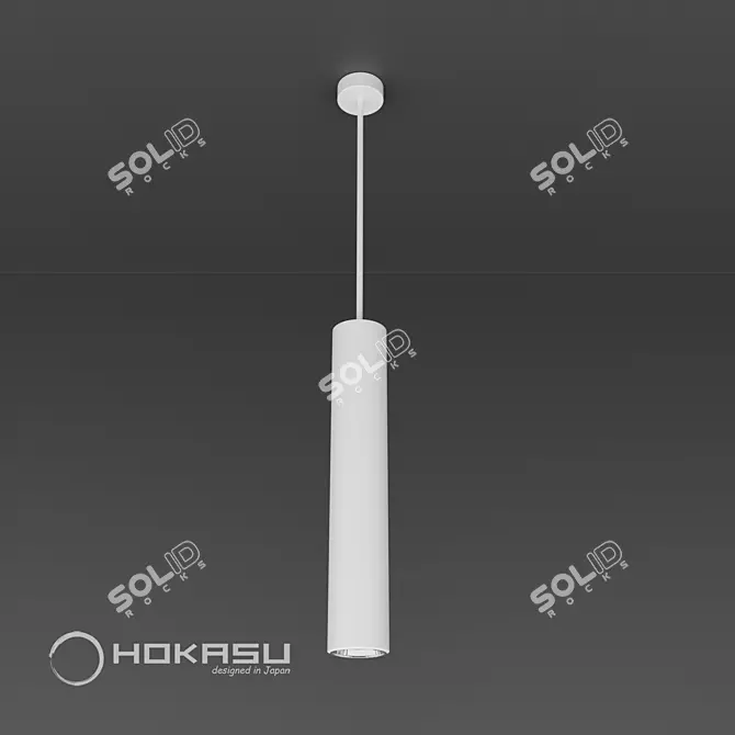 Minimalist Tube Hang Pendant Lamp 3D model image 2