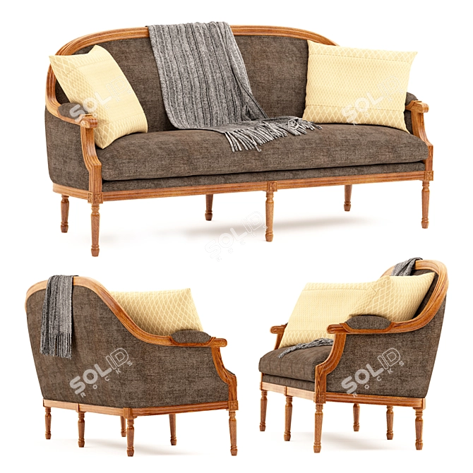 Elegant Victorian Sofa 3D model image 1