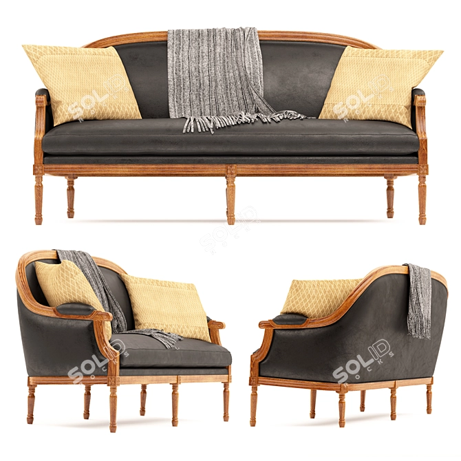 Elegant Victorian Sofa 3D model image 2