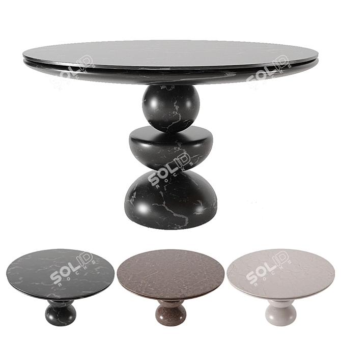 Elegant Marble Dining Table 3D model image 1