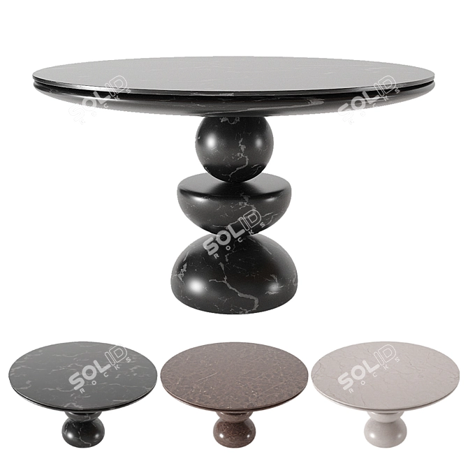 Elegant Marble Dining Table 3D model image 7