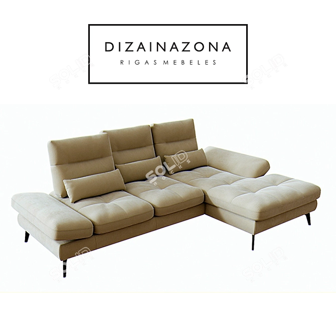 Modern Bolzano Corner Sofa - Latvian Craftsmanship 3D model image 1