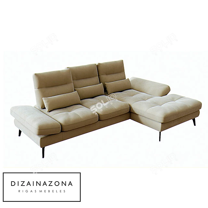 Modern Bolzano Corner Sofa - Latvian Craftsmanship 3D model image 2