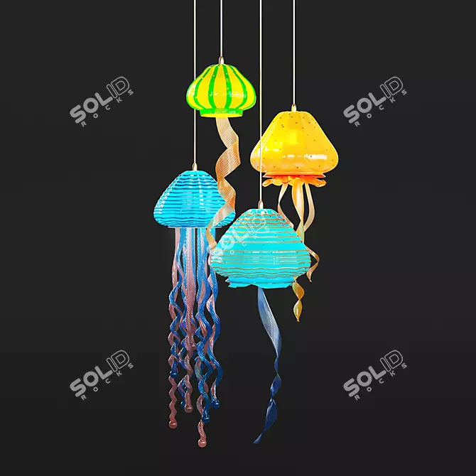 Vibrant Jellyfish Pendant: A Colorful Delight 3D model image 1