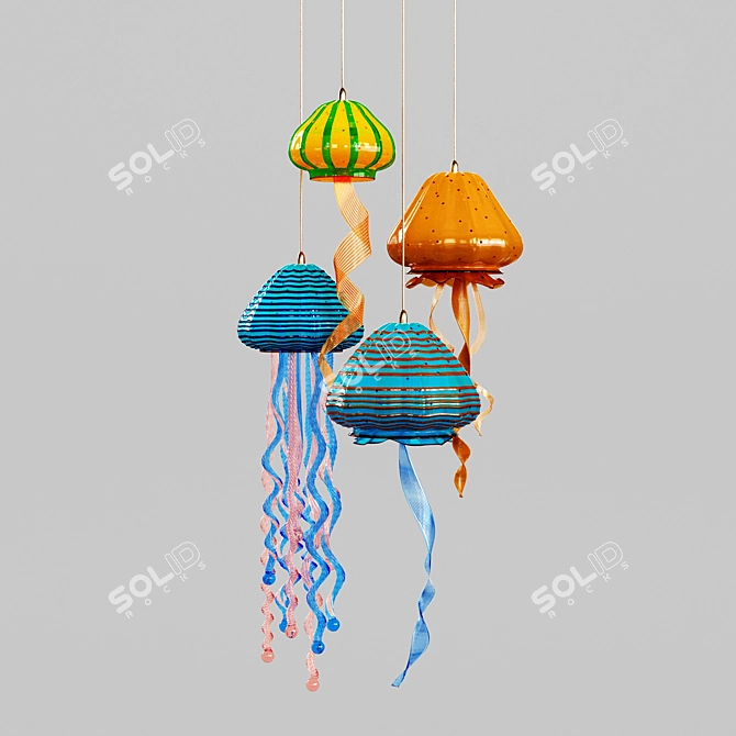 Vibrant Jellyfish Pendant: A Colorful Delight 3D model image 3