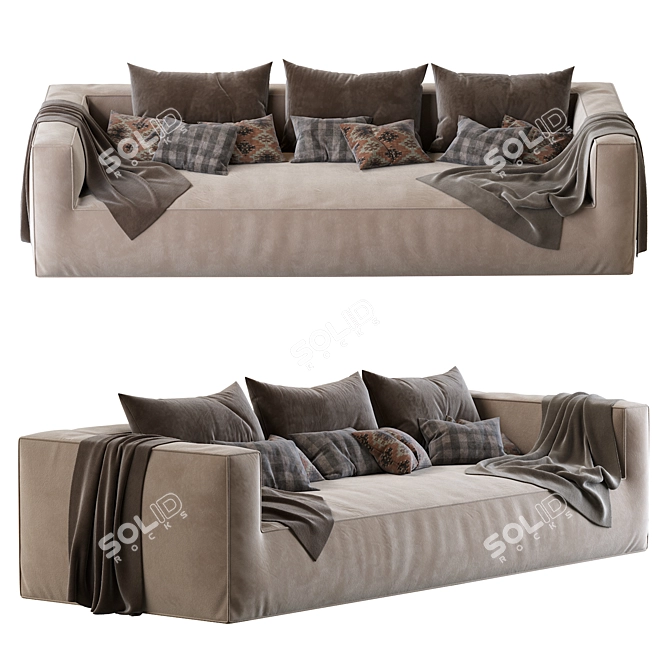 Gogan Extra-Large Sofa: Sleek Design, Stunning Comfort 3D model image 3