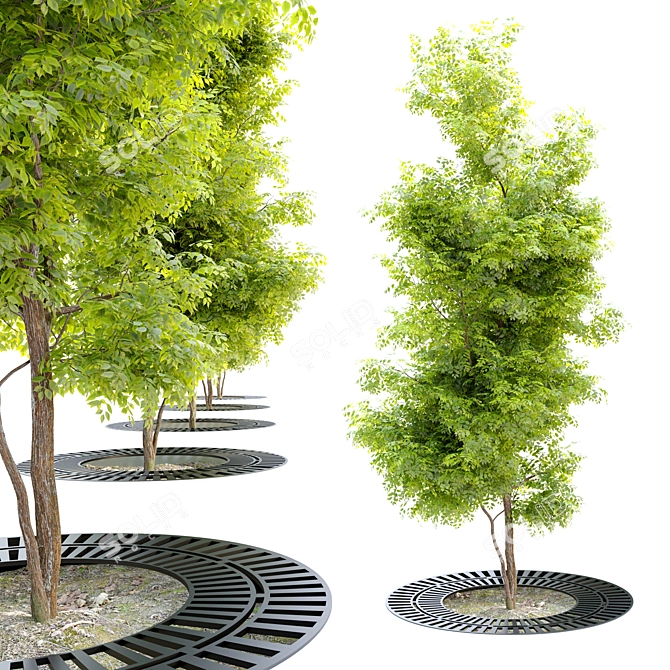 Metal Grate Tree - Detachable Parts 3D model image 1