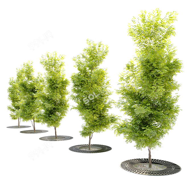 Metal Grate Tree - Detachable Parts 3D model image 3
