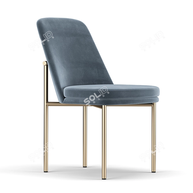 Sleek Metal Frame Dining Chair 3D model image 2